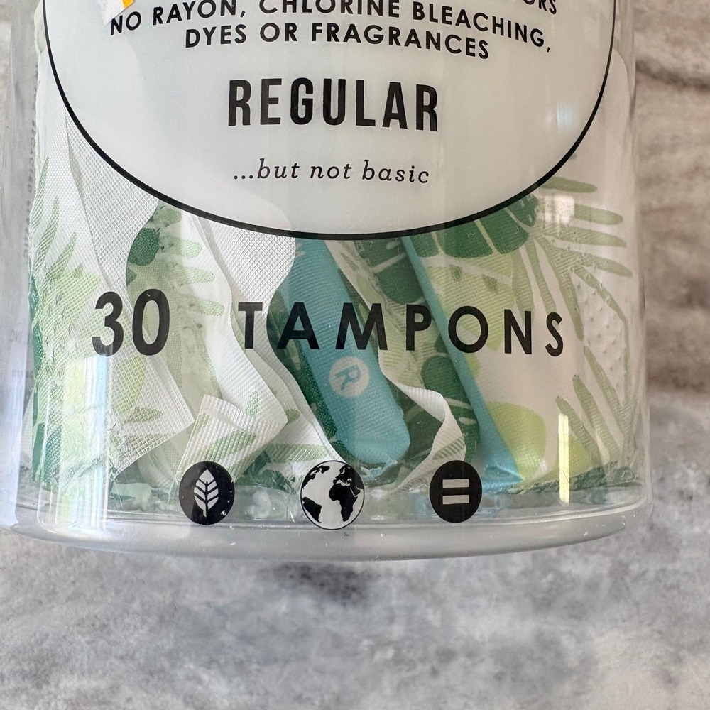 L. 100% Organic Cotton Core Tampons Regular Absorbency 30 Count BPA-Free Plastic - Picture 3 of 9